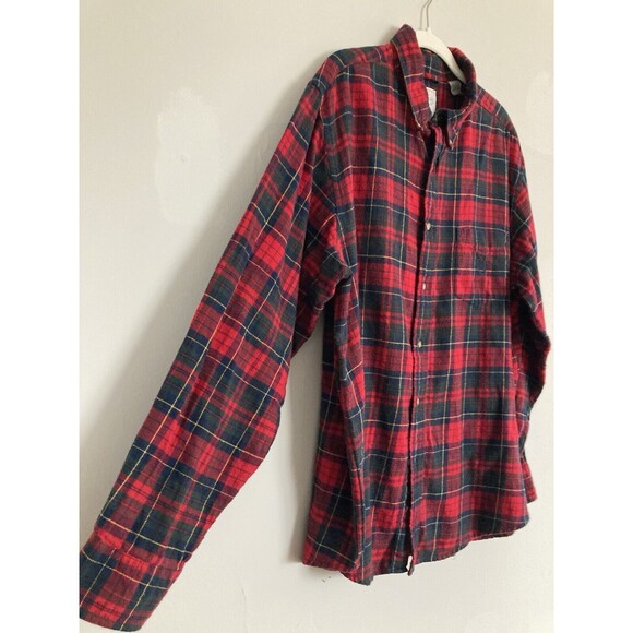 Chaps Ralph Lauren Men's Flannel Button Up Shirt XL Red Plaid Crest - Picture 2 of 12